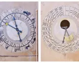 Dettaglio dell'orologio astronomico di Trapani con i segni zodiacali e le fasi lunari.