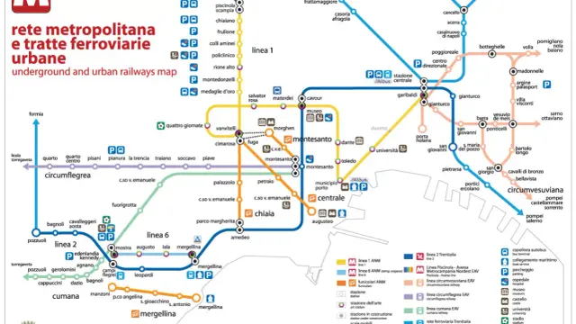 Mappa delle **stazioni dell'arte Napoli** e rete metropolitana. Un viaggio tra arte e trasporti.